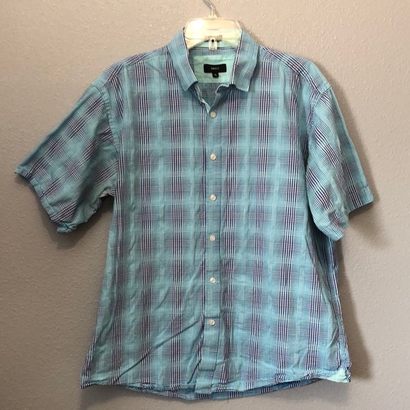 MMXIV plaid shirt Men's XL two tone blue 100% cotton business casual button up - Picture 10 of 10